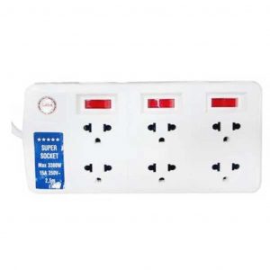 6ss2.5-2 Ổ cắm kéo dài 2 5 mét, 6 ổ cắm, 3 công tắc, 15a