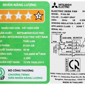 Quạt lửng Mitsubishi R16A-GB-Màu Xám